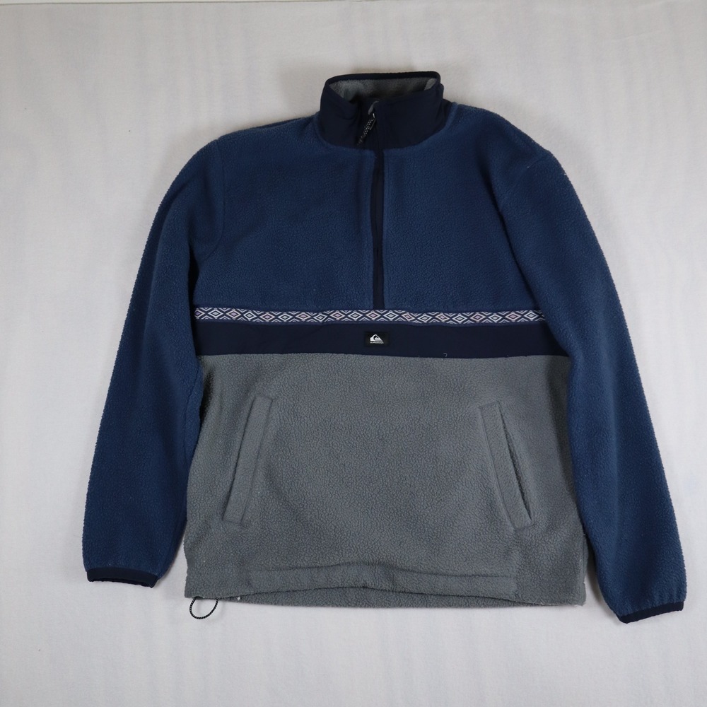 Quiksilver Fleece 1/4 Zip Pullover Size Medium Blue Gorpcore Cabincore Outdoor